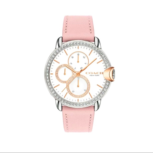 Coach Arden Crystal and Pink Leather Strap Women’s Watch - Picture 1 of 6